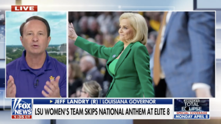 Louisiana Gov. Jeff Landry reacts to LSU basketball missing the anthem